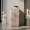 Pink Marble Pedestal Sink 33.46" Tall