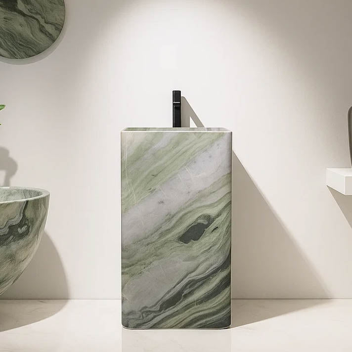 Light Green Jade Pedestal Sink 33.46″ Tall