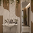 marble sink vanity in Calacatta Crema Viola - Image 2