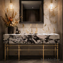 bath vanity marble top in Calacatta Crema Viola - Image 2