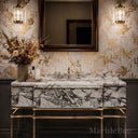 marble vanity top and sink in Calacatta Crema Viola - Image 4