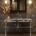 marble vanity top sink in Calacatta Crema Viola - Image 2
