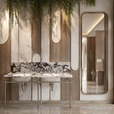 marble bathroom vanity in Calacatta Crema Viola - Image 4