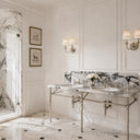 marble bathroom vanity in Calacatta Crema Viola - Image 3