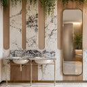 marble bathroom vanity in Calacatta Crema Viola - Image 2