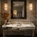 marble bath vanity in Calacatta Crema Viola - Image 3