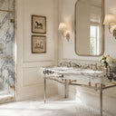 marble bath vanity in Calacatta Crema Viola - Image 2
