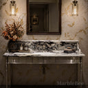 bathroom marble vanity in Calacatta Crema Viola - Image 2