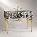 marble top bathroom vanity in Calacatta Crema Viola - Image 1