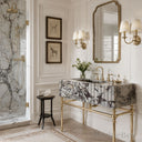 marble top bathroom vanity in Calacatta Crema Viola - Image 2