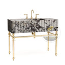 marble top bathroom vanity in Calacatta Crema Viola - Image 4