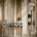 marble top bathroom vanity in Calacatta Crema Viola - Image 3