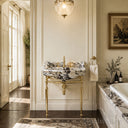 marble vanity top with sink in Calacatta Crema Viola - Image 2