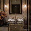marble vanity top with sink in Calacatta Crema Viola - Image 3