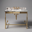 marble vanity top and sink in Calacatta Crema Viola - Image 1