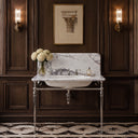 marble top bathroom vanity in Milas Lilac - Image 2