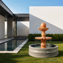 exterior water fountain in Sunset red + gray granite - Image 6