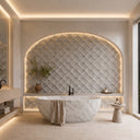 Marble wall tiles in Moonlight Beige Limestone - Image 4