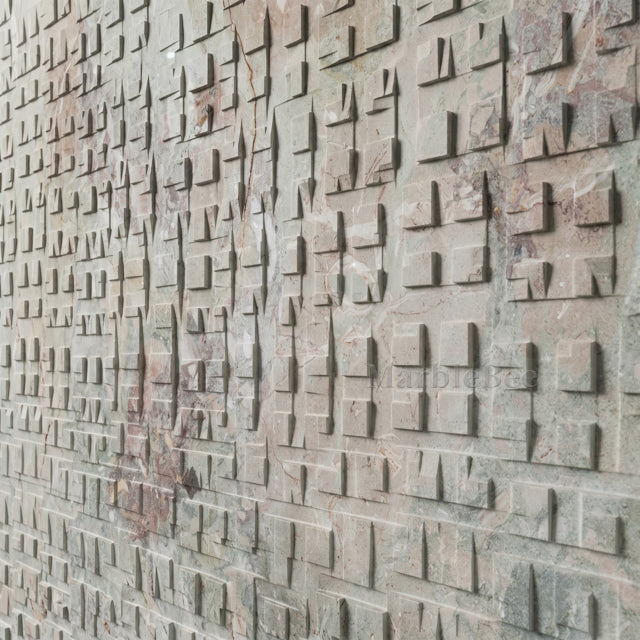 Marble Wall Cladding | 3D Geometric Blocks Relief Panel – Marblebee