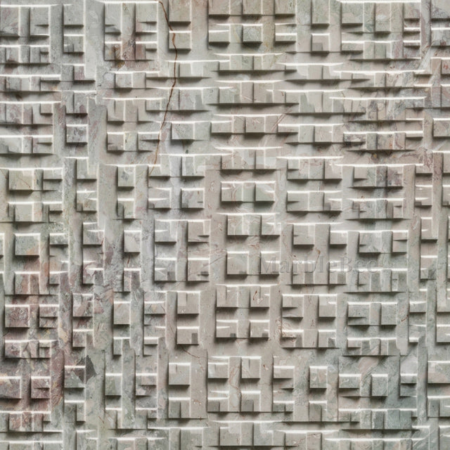 Marble Wall Cladding | 3D Geometric Blocks Relief Panel – Marblebee