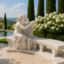 Garden memorial bench in White marble - Image 5