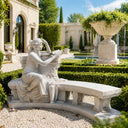 Garden memorial bench in White marble - Image 6