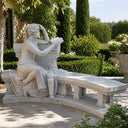 Garden memorial bench in White marble - Image 2