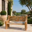 marble garden bench in Sunset red - Image 2