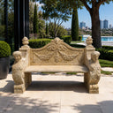 Garden Limestone bench in Classic beige limestone - Image 2