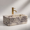 Natural stone basin in Calacatta Crema Viola - Image 1