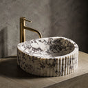 Marble washbasin in Calacatta Crema Viola - Image 4