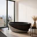 Black Granite Tub Half with Chiseled Half Polished Finish Perfect for Luxury Projects