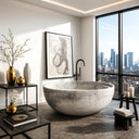 White Marble Bathtub with Ergonomic Curve and Headrest for Ultimate Comfort