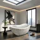 Stone Bathtub Conch shape hand-carved from Solid white stone Shell Shape Design for Your Bathroom