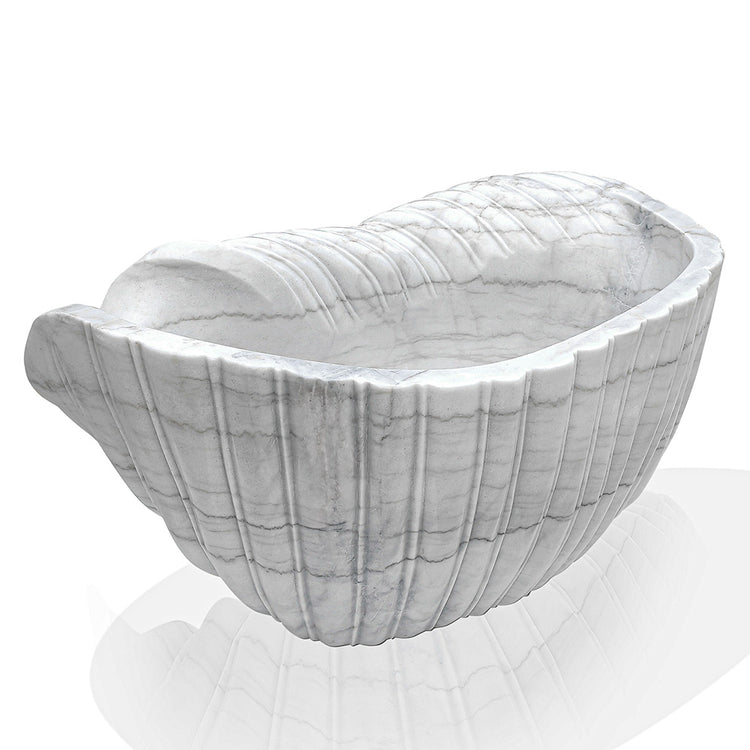 Stone Bathtub Conch shape hand-carved from Solid white stone Shell Shape Design for Your Bathroom