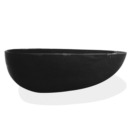 Large Stone Bathtub and Matching Black Marble Basins for Master Bathroom