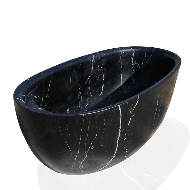 Stone bathtub made of natural black marble