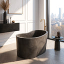 Japanese soaking tub hand-carved from One Piece black marble with built-in Seat