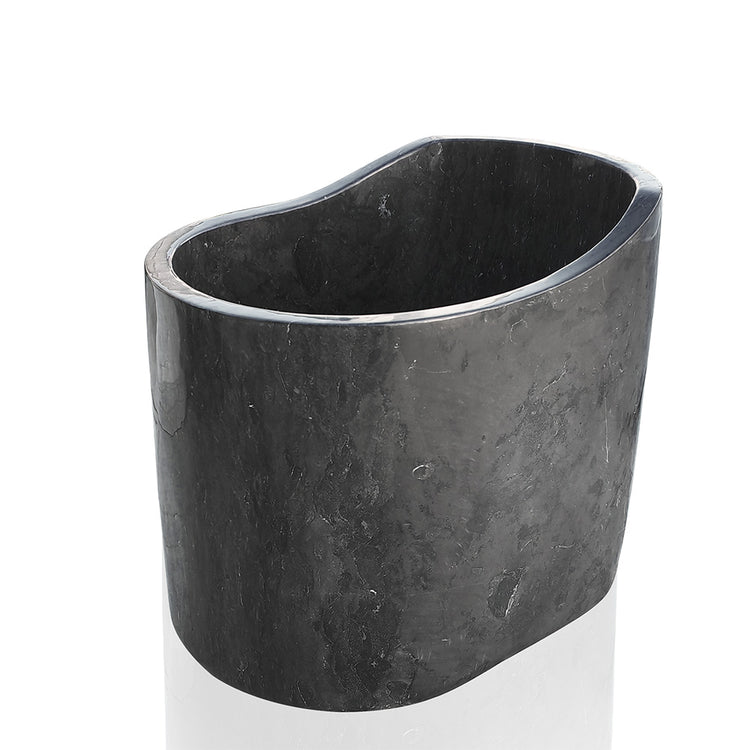 Japanese soaking tub hand-carved from One Piece black marble with built-in Seat