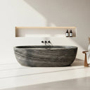 Solid Marble Bathtub | Ancient Wood Grain Marble Oval 70.87" Long