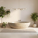 Freestanding Marble Tub | Beige Travertine Deep Oval 70.87" Long