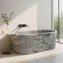 Grey Marble Bathtub | Orobico Veined Sculpted 70.87" Long