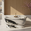 Marble bathtub | striking black veining | Length 70.87" | Panda White