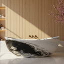 Stone bathtub | curved boat shape | 70.87 Inch Length | Panda White
