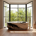 Marble bathtub | Geometric faceted design | 70.87 Inch Length | Panda White