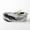 Marble bathtub | Geometric faceted design | 70.87 Inch Length | Panda White