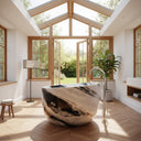 Stone bathtub | Oval freestanding design | L 47.2" | Panda White