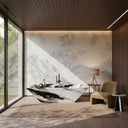 Stone bathtub | geometric angular corner | 71 Inch Length | Panda White