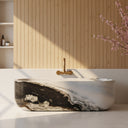 Marble tub | oval black white veining | 70.87 in Length | Panda White