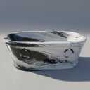 Marble bathtub | ring handle detail | 70.87 Inch Length | Panda White